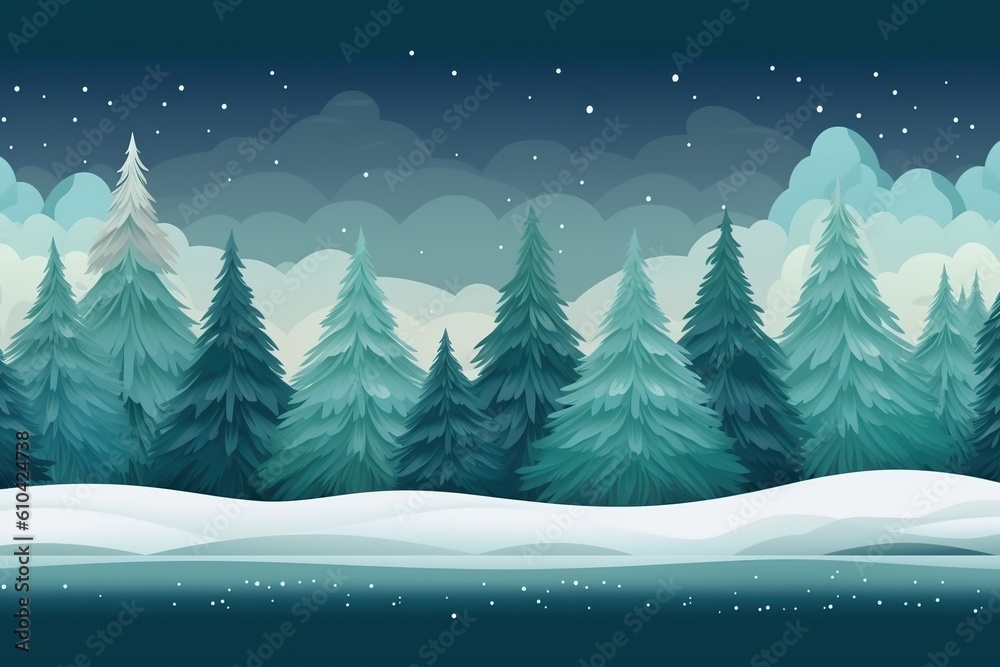 Christmas trs as panorama wallpaper illustration , generative artificial intelligence
