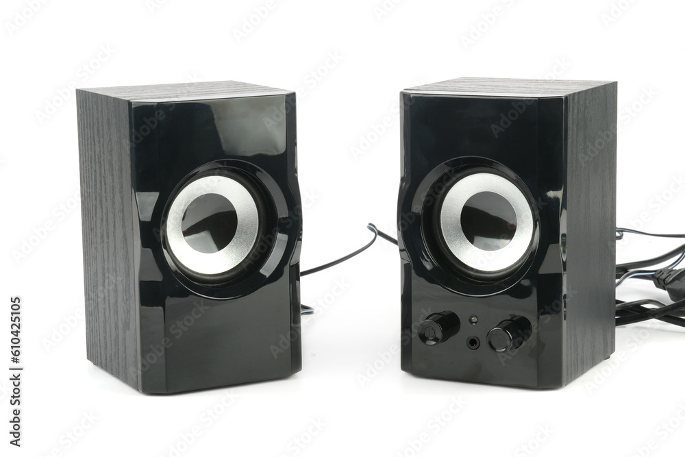 Black music speakers isolated on white Black music speakers isolated on white