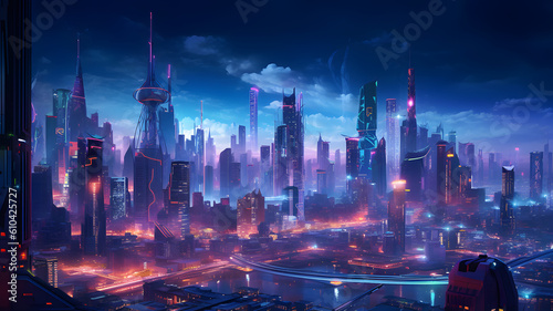 Futuristic cityscape. Generated AI