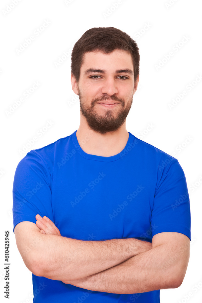 Close up studio portrait of young man against white background. Close up studio portrait of young man against white background.