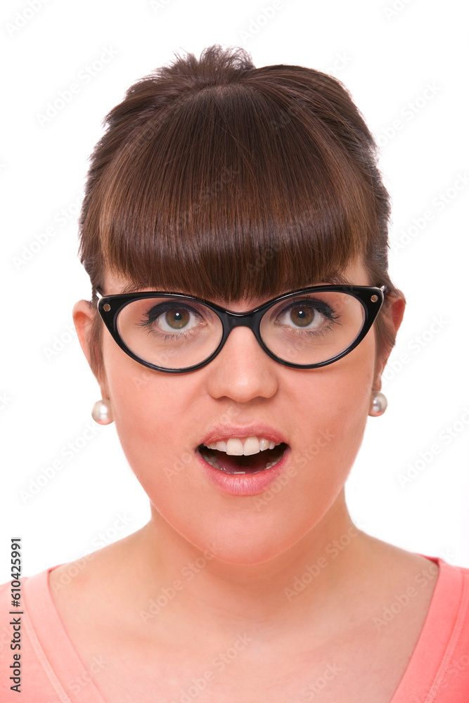 Studio portrait of happy young woman against white background. Studio portrait of happy young woman against white background.