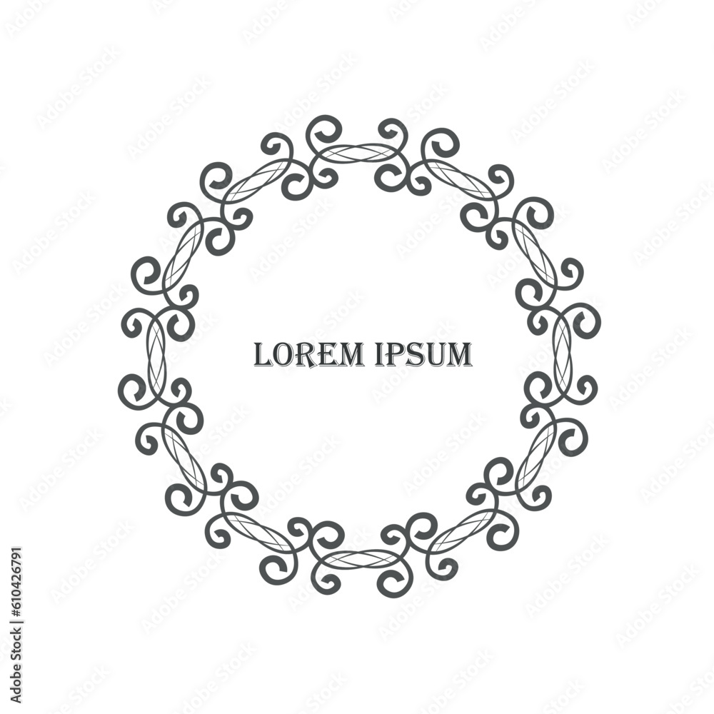 Monochrome round frame geometric pattern, Lorem Ipsum stock vector illustration for web, for print, for price tag Monochrome round frame geometric pattern, Lorem Ipsum stock vector illustration for web, for print, for price tag