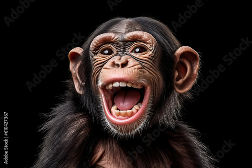 A monkey with its mouth open and its mouth wide open. Isolated © Nedrofly