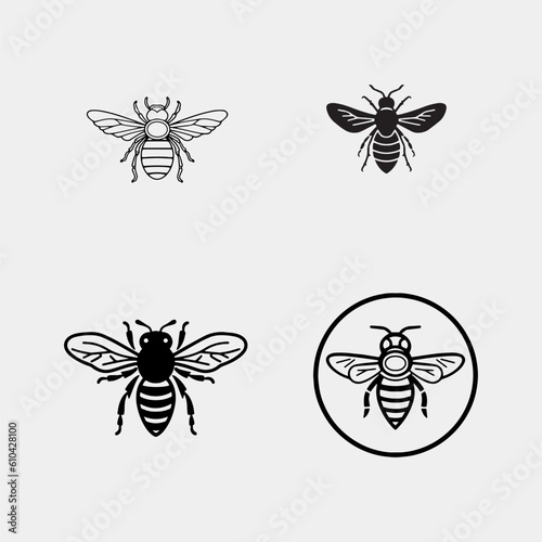 Honey bee logo. Hand drawn vector isolated on white background © therealnodeshaper