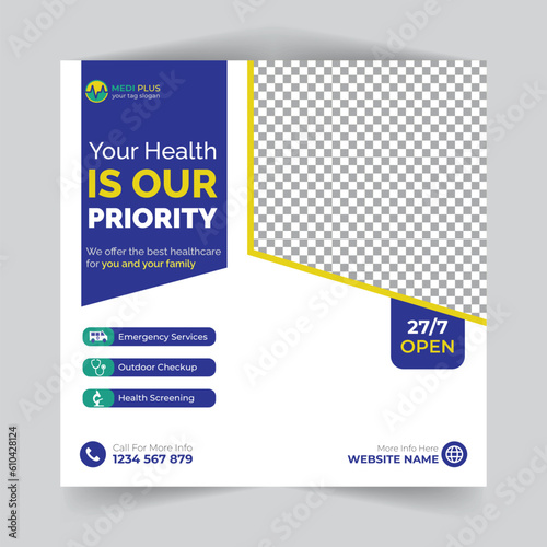 Healthcare marketing social media post template square banners or healthcare flyer 