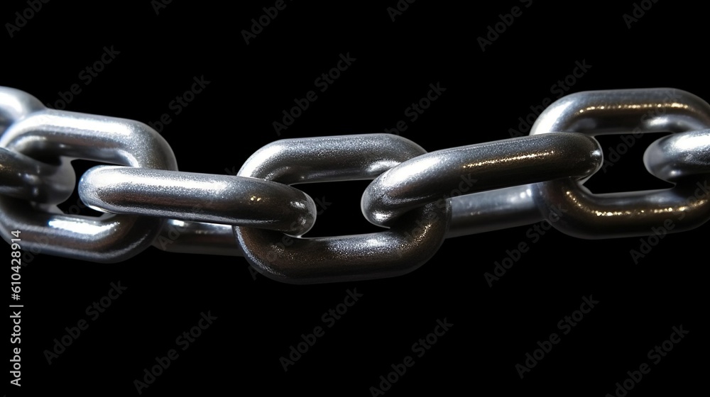 Steel Chain on a Black Background. Generative AI Steel Chain on a Black Background. Generative AI