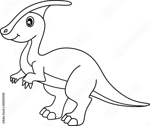 Dinosaur cartoon line art for coloring book
