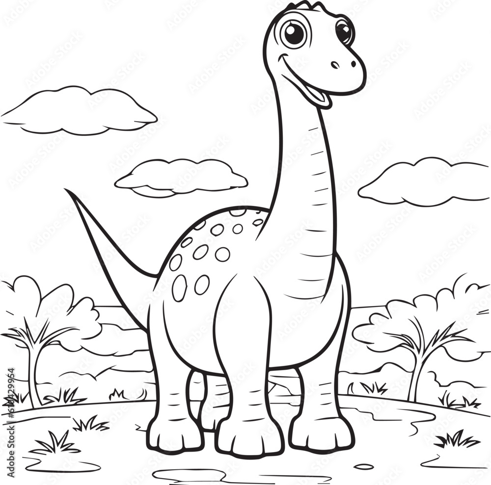 Brachiosaurus Altithorax , colouring book for kids, vector illustration