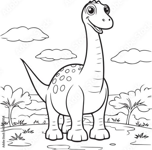 Brachiosaurus Altithorax , colouring book for kids, vector illustration