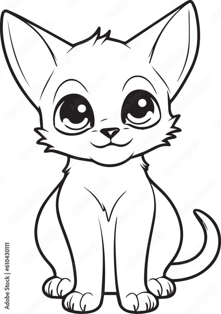 A cat , colouring book for kids, vector illustration