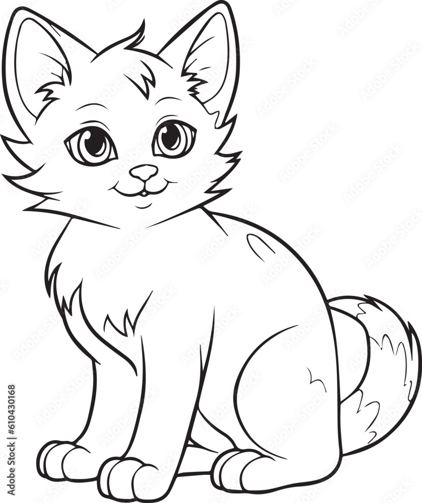 Obraz premium A Cat , colouring book for kids, vector illustration