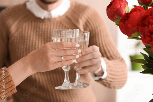 Couple celebrating engageme...