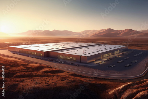 Futuristic electrical car factory