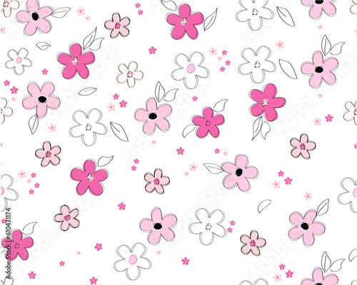 daisy flower seamless print graphic vector