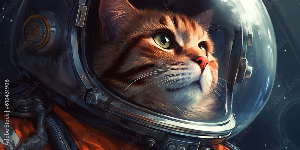 Cat Wearing Space Suit. Generative ai