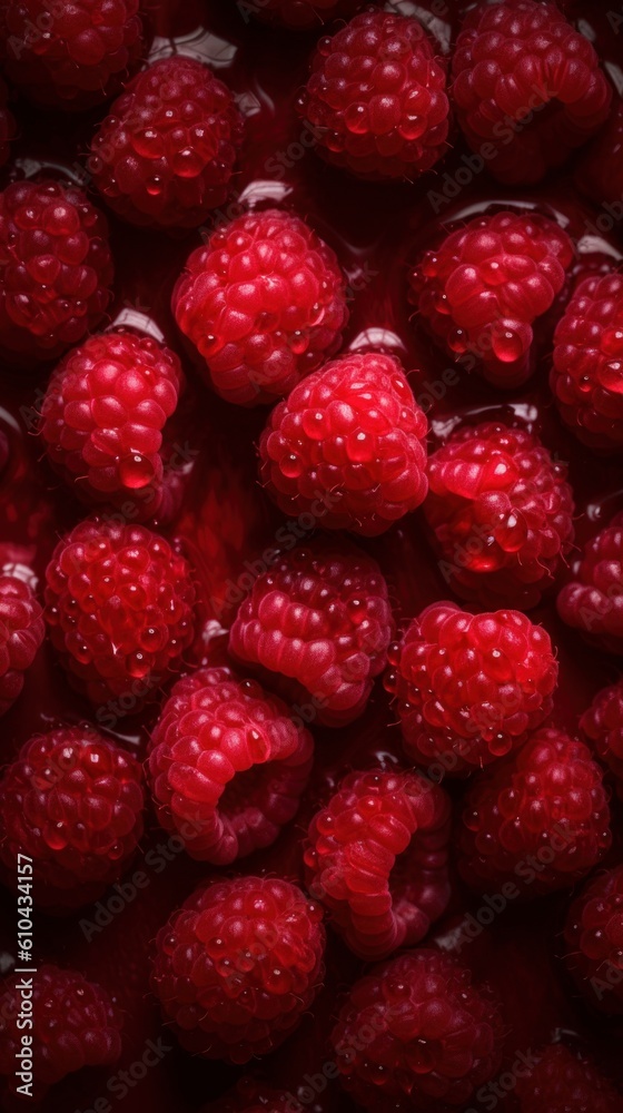 Fresh Organic Raspberry Berry Photorealistic Vertical Background. Healthy Vegetarian Diet. Ai Generated Lifelike Background with Delicious Juicy Raspberry Berry. Generative AI Fresh Organic Raspberry Berry Photorealistic Vertical Background. Healthy Vegetarian Diet. Ai Generated Lifelike Background with Delicious Juicy Raspberry Berry. Generative AI