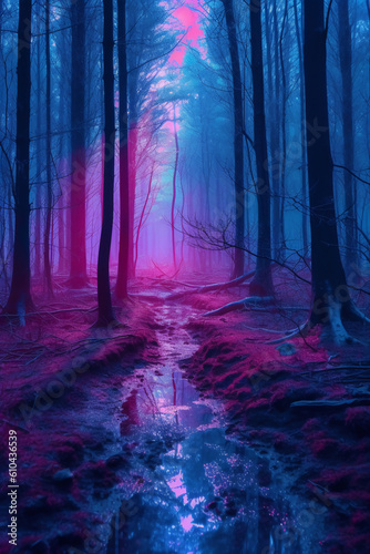Beautiful color forest. AI generative © SANGHYUN