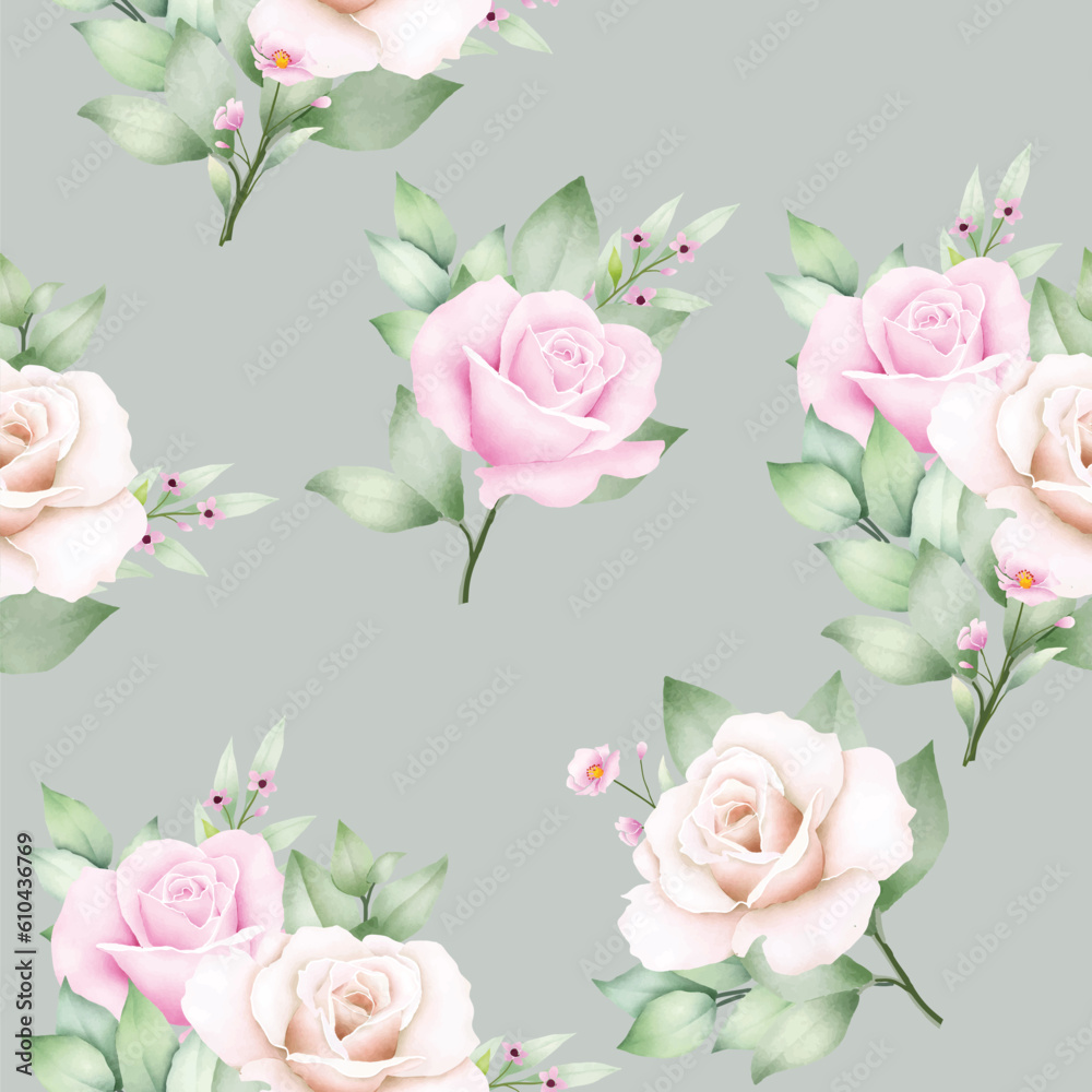 Seamless Paattern Floral Rose Watercolor
