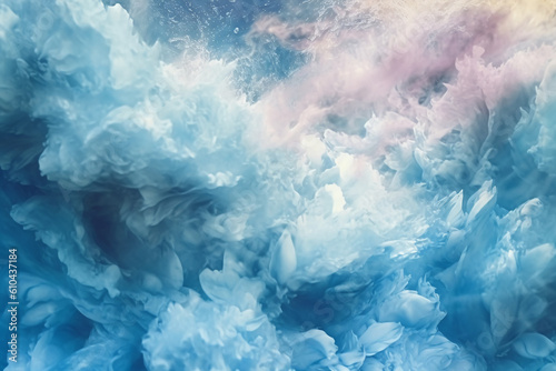 soft and dreamy depictions, sky blue and white. AI generative