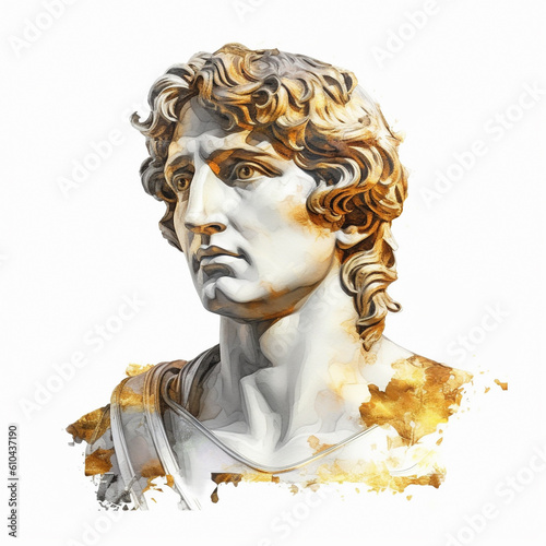 Fotografering Portrait illustration depicting Alexander the Great, created with Generative AI