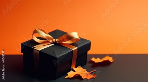 Autumn gift box. Illustration AI Generative.
