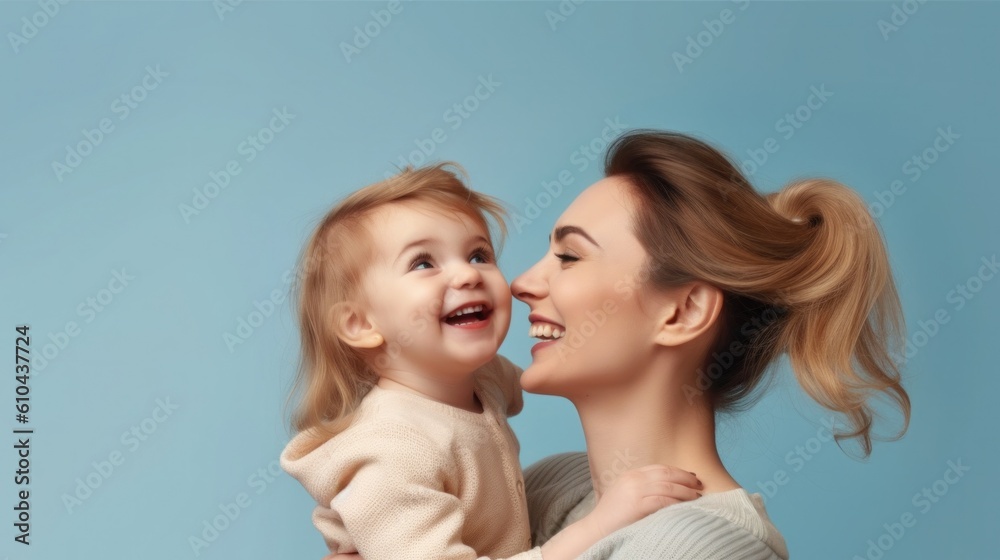 Happy woman and girl. Illustration AI Generative. Happy woman and girl. Illustration AI Generative.