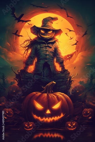 Halloween background. Illustration Generative AI