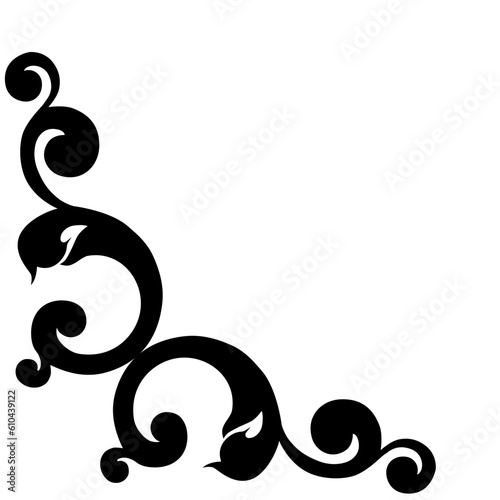 Vector damask vintage baroque scroll ornament swirl. Victorian monogram heraldic shield swirl. Retro floral leaf pattern border foliage antique  acanthus calligraphy engraved tattoo.Tile decor element