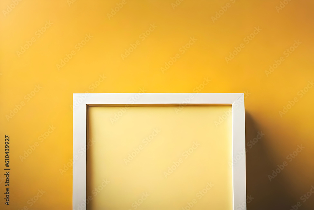 Empty white photo frame on yellow background with copy space Empty white photo frame on yellow background with copy space