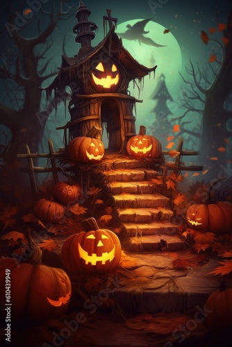 Halloween background. Illustration Generative AI