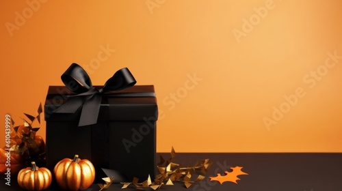 Autumn gift box. Illustration AI Generative.