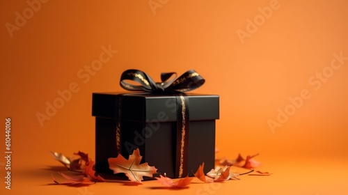 Autumn gift box. Illustration AI Generative.