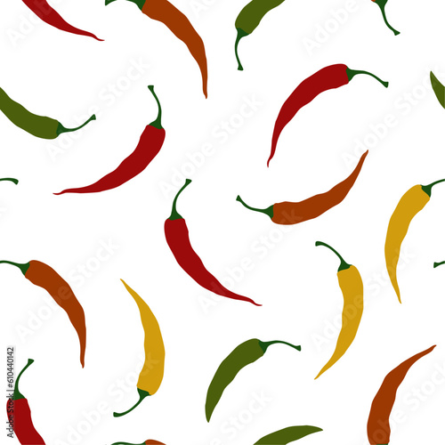 Hot chili peppers pattern detailed colorful vector illustration template background. Hot super spices.