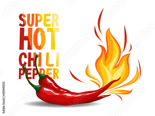 Photo Super hot red chilli pepper in fire