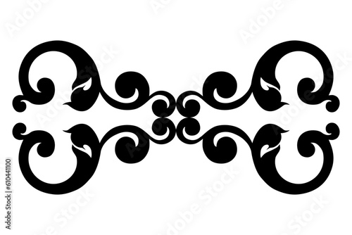 Vector damask vintage baroque scroll ornament swirl. Victorian monogram heraldic shield swirl. Retro floral leaf pattern border foliage antique  acanthus calligraphy engraved tattoo.Tile decor element