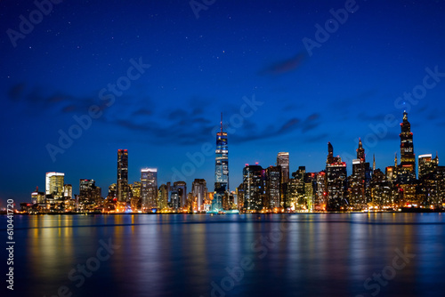 City skyline during the evening generated by Adobe Ai art