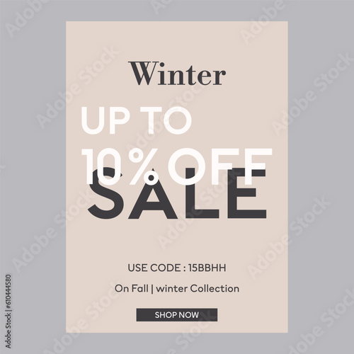 Winter up to sale 10% off discount promotion poster