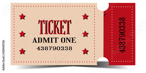 Vintage movie ticket in cmyk, ready to print. Vector illustration