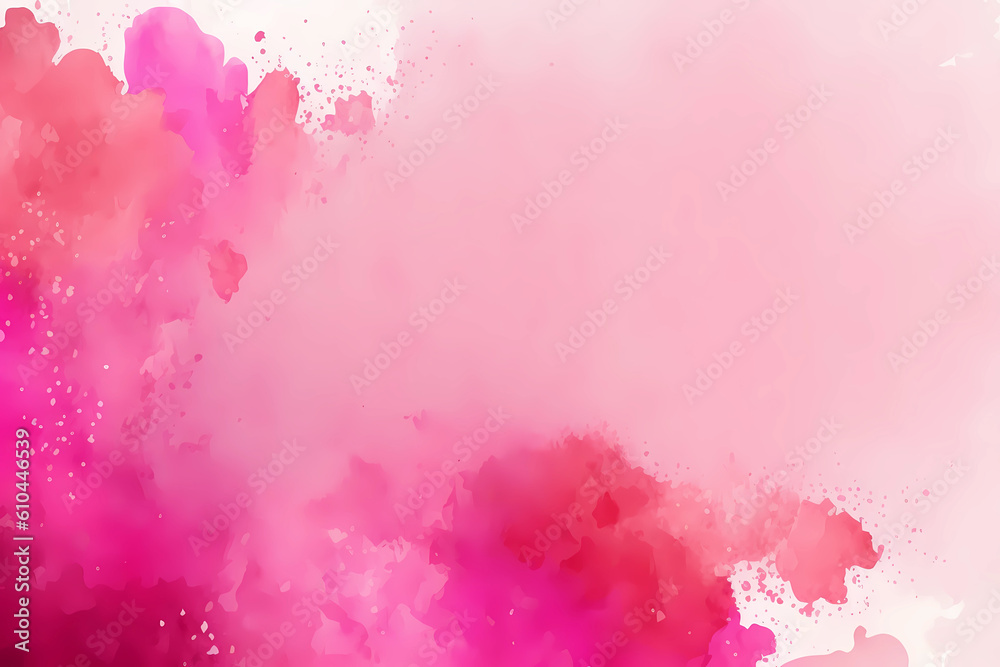 Watercolor abstract pink magenta background with splashes. Created with Generative AI technology.