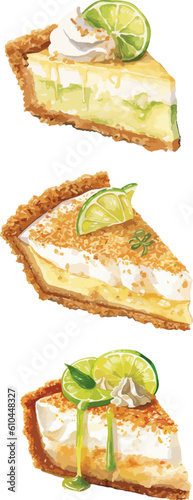 Key lime pie clipart, isolated vector illustration.