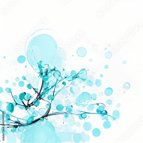 AIで生成した泡と青と樹をモチーフにしたイラスト ジェネレーティブ Generative AI