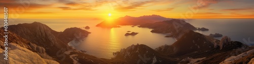 sunset from a mountain top to the sea © Photo And Art Panda