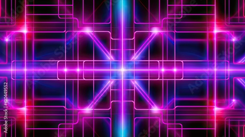 Neon pink and purple neon grid vector on dark background