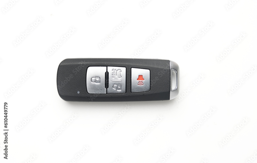 A picture of keyless car key with mobilizer on white background A picture of keyless car key with mobilizer on white background