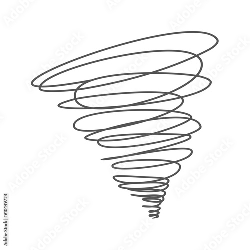 Tornado spiral symbol. Hurricane or typhoon doodle. Cyclone hand drawn
