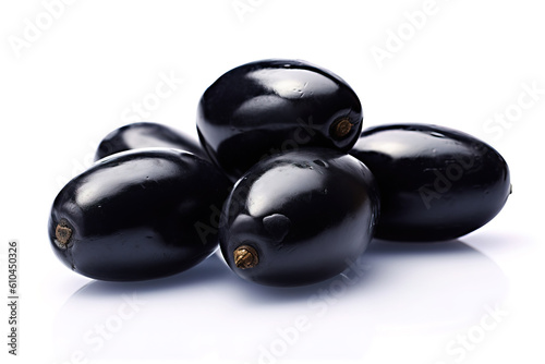 Black olives isolated on white background generative ai