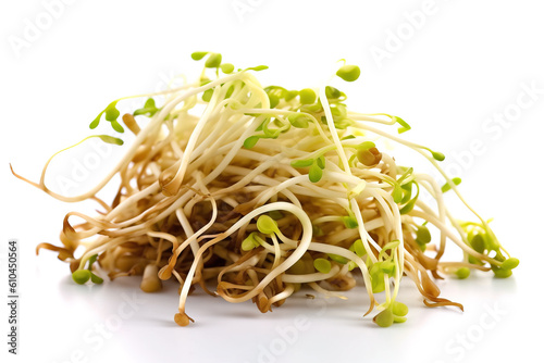 Salad bean sprouts isolated on white background generative ai