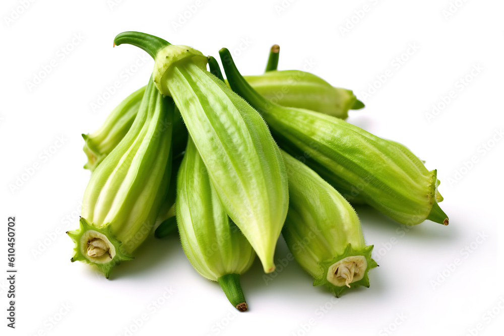 Okra isolated on white background generative ai Okra isolated on white background generative ai