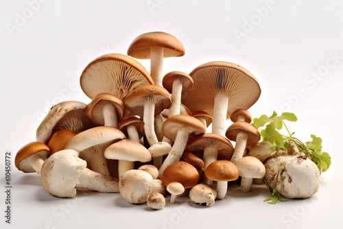 Portabello mushrooms isolated on white background generative ai