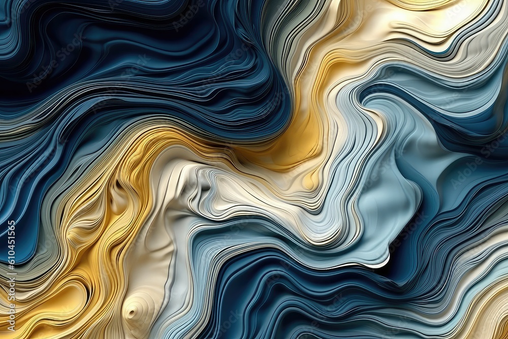 a colorful abstract design on a black background, in the style of dark azure and gold, wavy resin sheets, dark white and dark blue, surreal 3d landscapes, abstraction-création, bold yet graceful a col a colorful abstract design on a black background, in the style of dark azure and gold, wavy resin sheets, dark white and dark blue, surreal 3d landscapes, abstraction-création, bold yet graceful a col